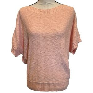 LOFT Outlet Petite Soft Pink Short Sleeve Knit Top Large